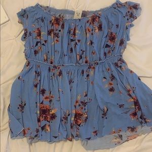 Blue top with flowers